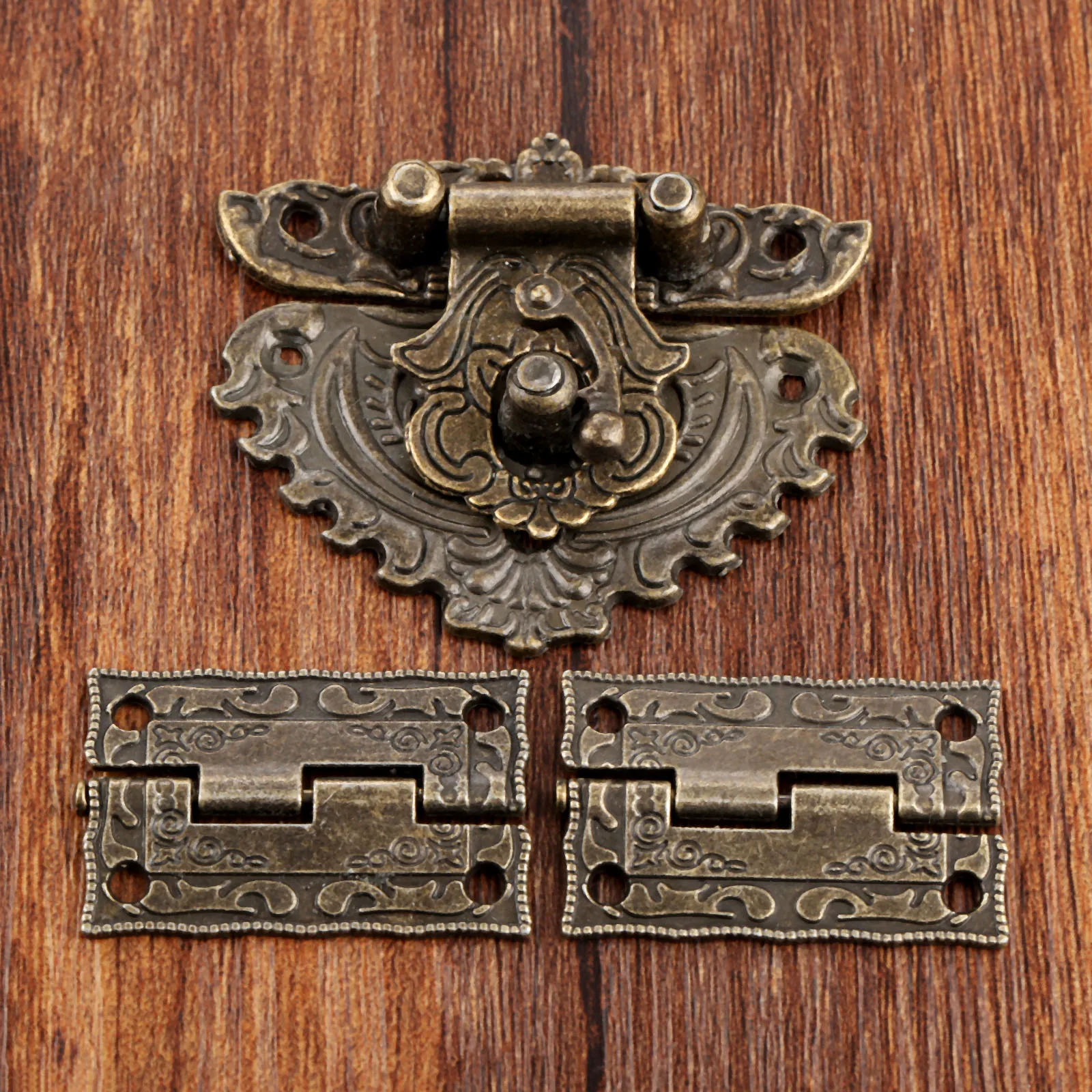 Furniture Hardware Hinges - 3 pçs/set antigo bronze cadeado caixa